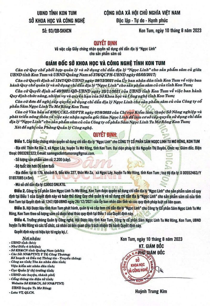 Chỉ dẫn địa lý Ngọc Linh