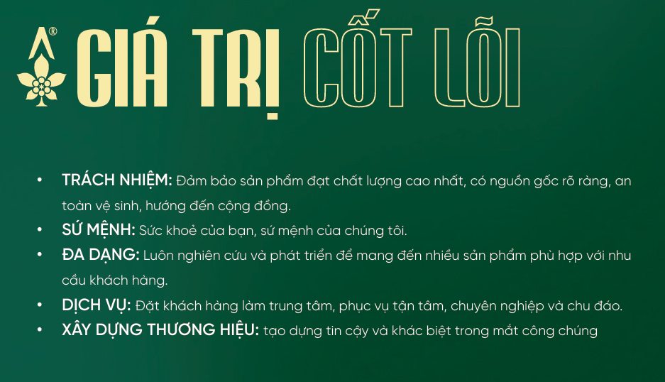 Giá trị cốt lõi Sâm Ngọc Linh Tu Mơ Rông